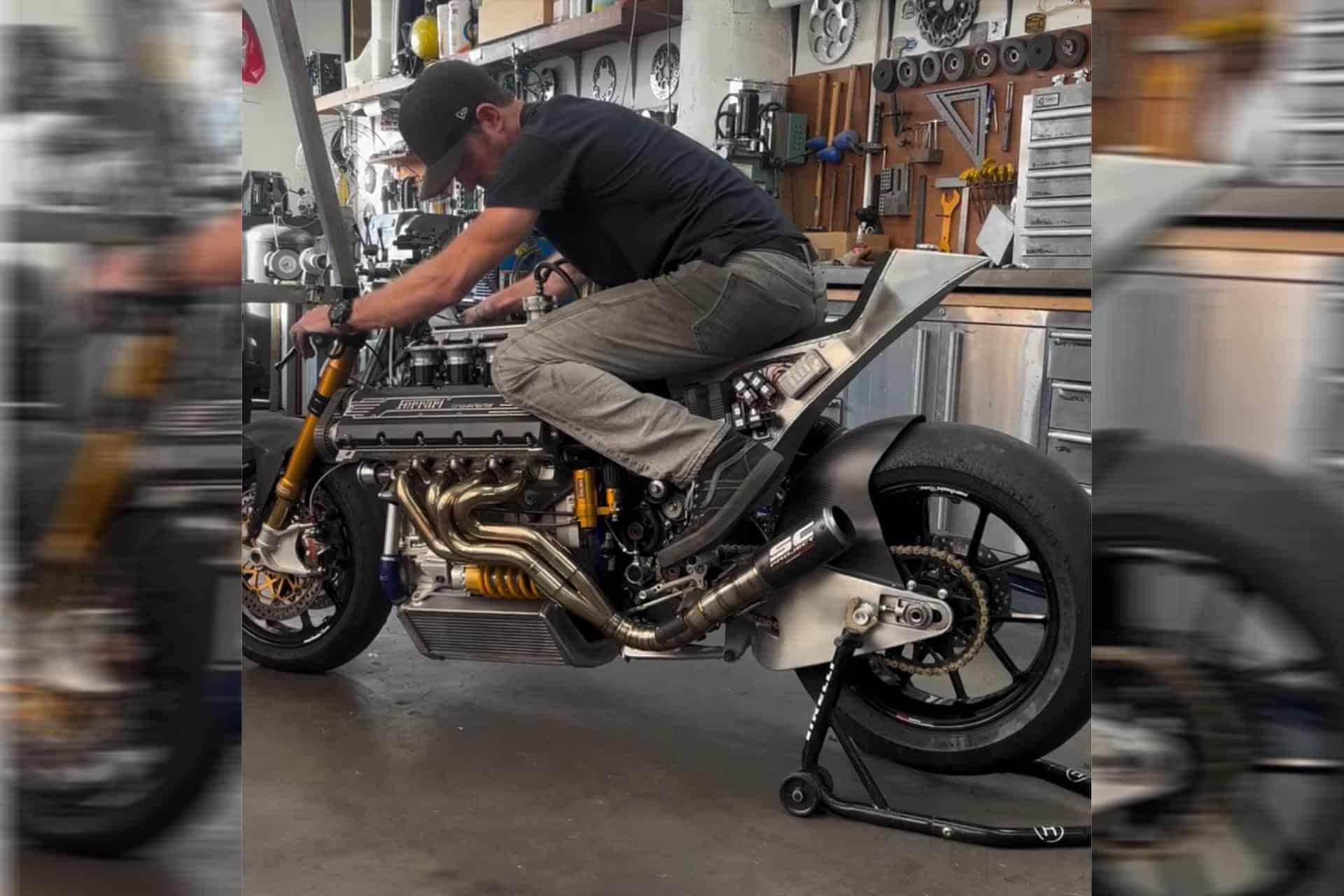 La moto con motor Ferrari de Maxwell Hazan ya ruge