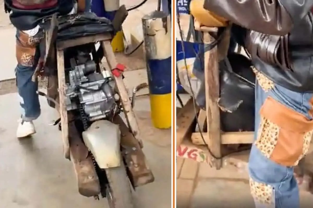 La moto construida con madera reciclada existe y es obra de este artista musical africano autodidacta