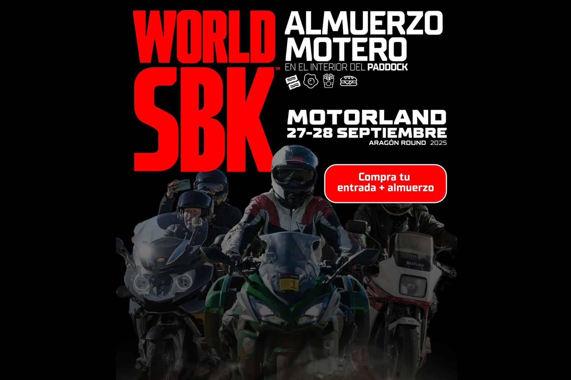 MotorLand Aragón pone a la venta su nuevo Pack WorldSBK + almuerzo motero