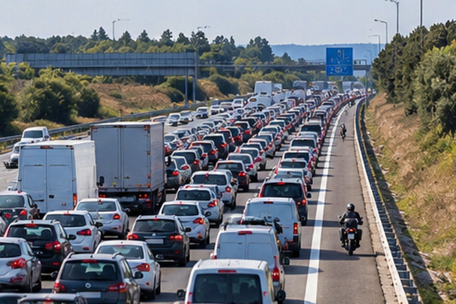 交通拥堵时路肩上的摩托车 BOE DGT 2026