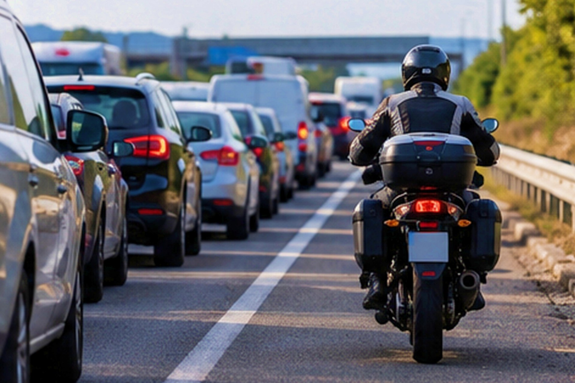 交通拥堵时路肩上的摩托车 BOE DGT 2026