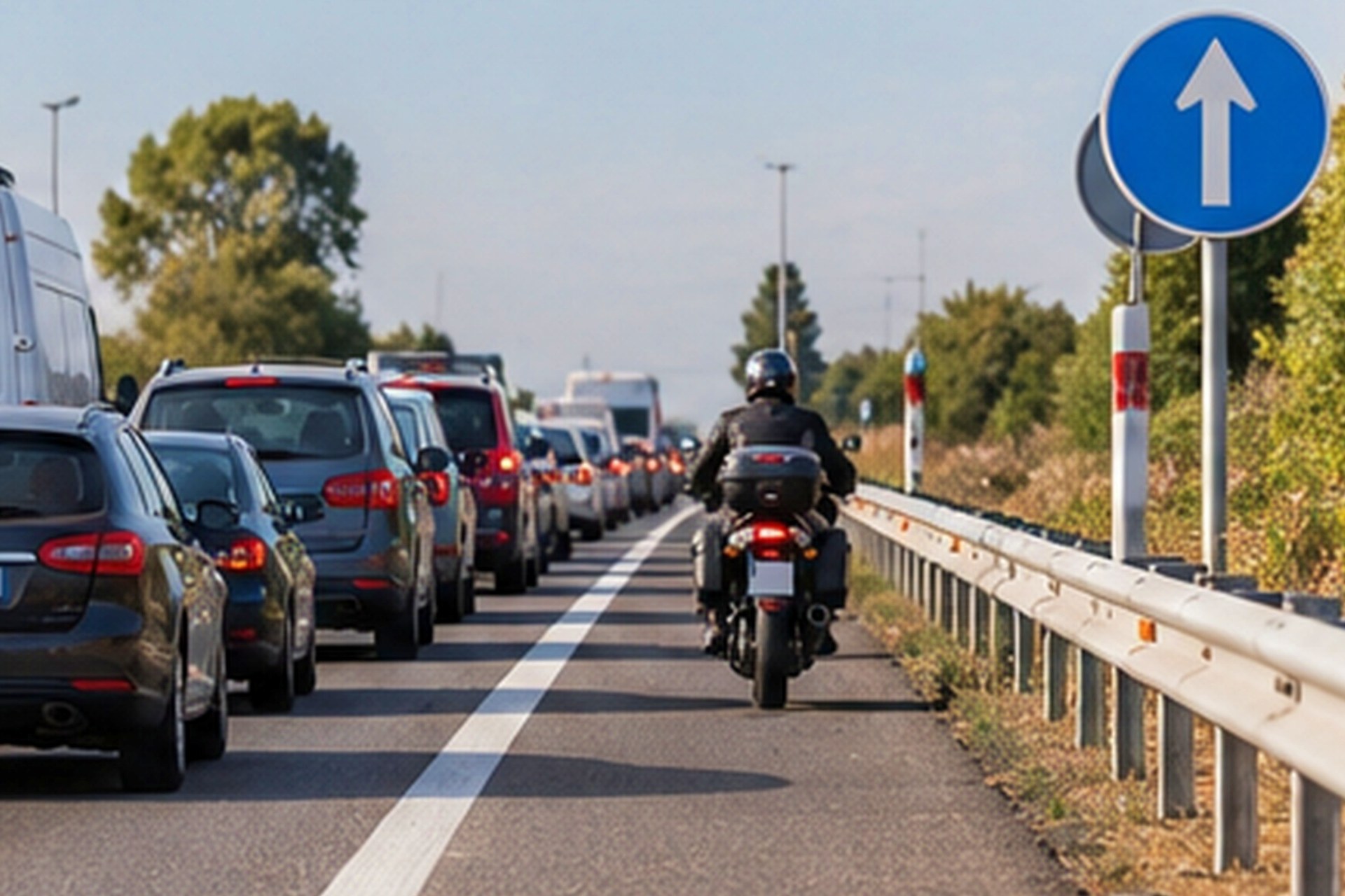 交通拥堵时路肩上的摩托车 BOE DGT 2026